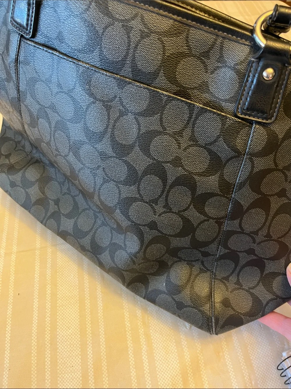 Coach Gray/Black Signature Tote